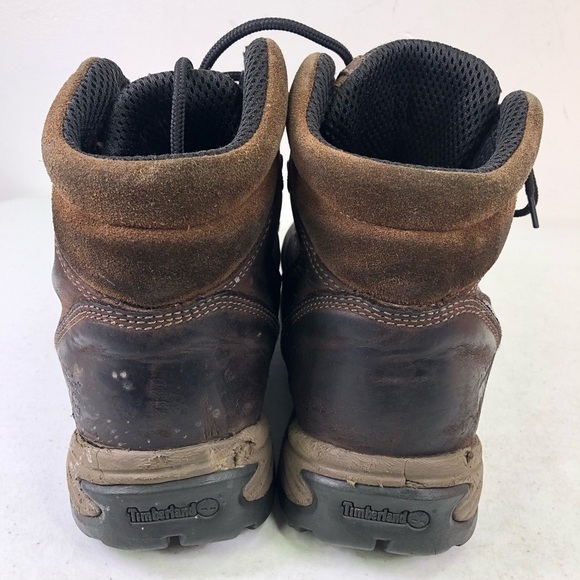 Timberland Brown Leather Steel Toe Lace Up Boots Size 9.5